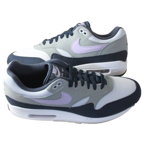 Nike Men's Air Max 1 Running Training Shoes Football Grey Lilac Purple Sizes NIB - Picture 1 of 5